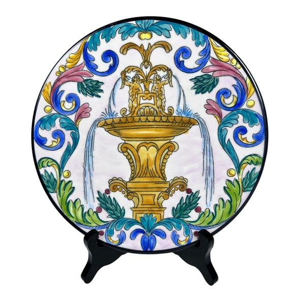 Ceramar Hand Painted Vintage Neo-Classical 9" Wall Plate-Spain-Excellent & Rare! - Picture 2 of 4